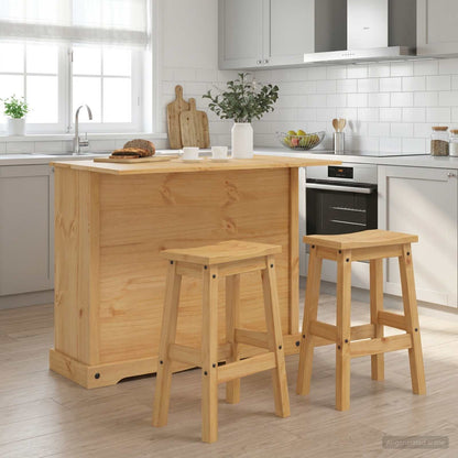 vidaXL Kitchen Island Set 3 pcs Honey Wax 112 x 70 x 91.5 cm 1