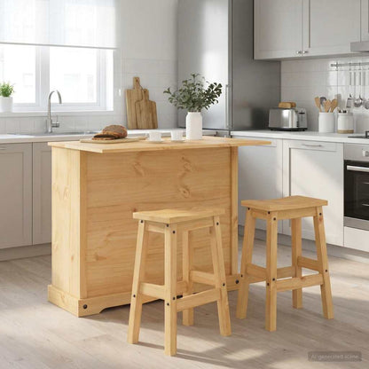 vidaXL Kitchen Storage 3 pcs Honey Wax 112 x 70 x 91.5 cm Solid-Pine 1
