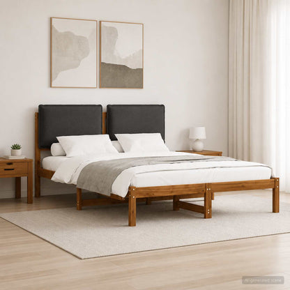Bed Frame with Upholstered Headboard Length 200 cm Natural and Dark Grey 120 cm
