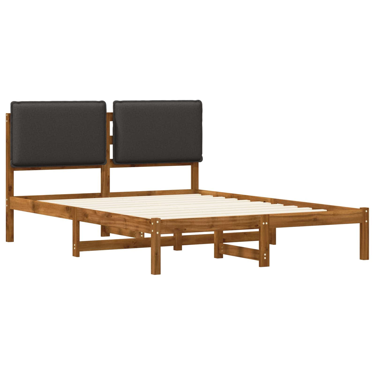 Bed Frame with Upholstered Headboard Length 200 cm Natural and Dark Grey 120 cm
