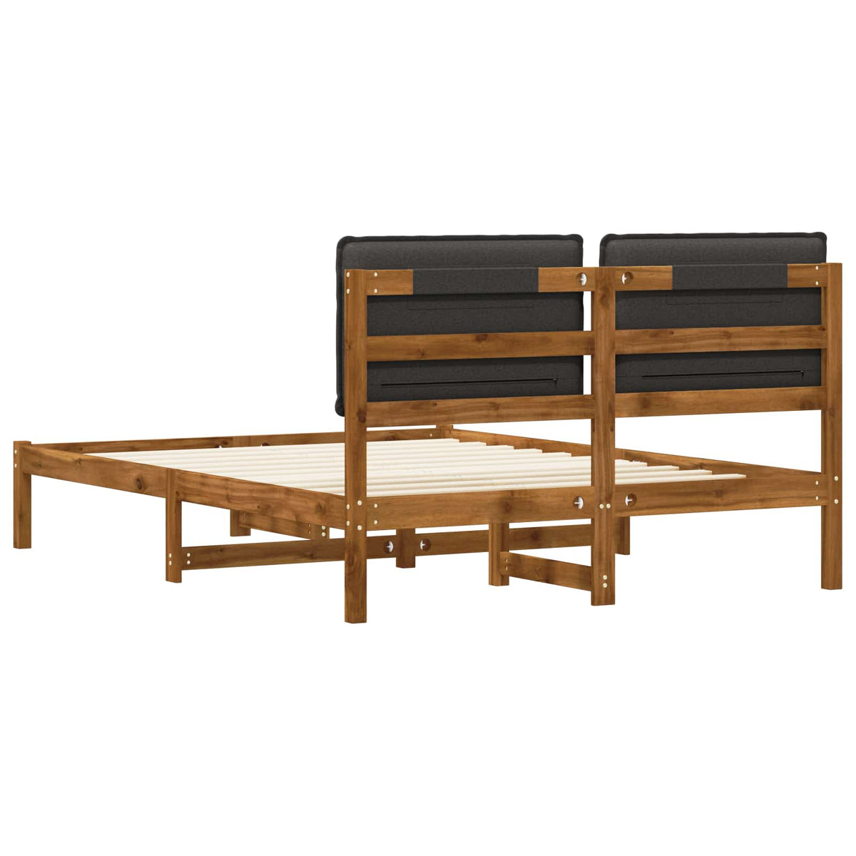 Bed Frame with Upholstered Headboard Length 200 cm Natural and Dark Grey 120 cm