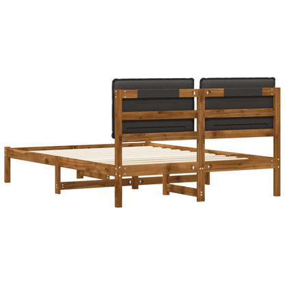 Bed Frame with Upholstered Headboard Length 200 cm Natural and Dark Grey 120 cm