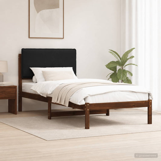 vidaXL Bed Frame with Upholstered Headboard Dark Brown and Black 1