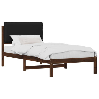 vidaXL Bed Frame with Upholstered Headboard Dark Brown and Black 2