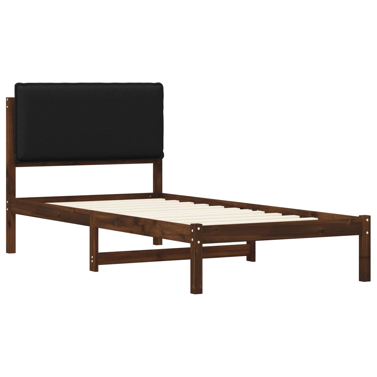 vidaXL Bed Frame with Upholstered Headboard Dark Brown and Black 3