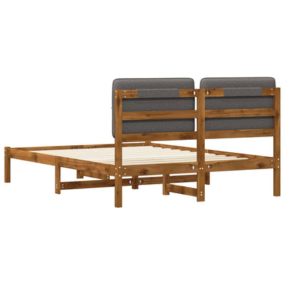 Bed Frame with Upholstered Headboard Length 190 cm Width 120 cm Natural and light grey