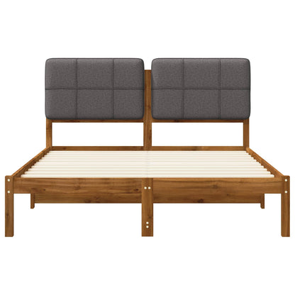 Bed Frame with Upholstered Headboard Length 190 cm Width 120 cm Natural and light grey