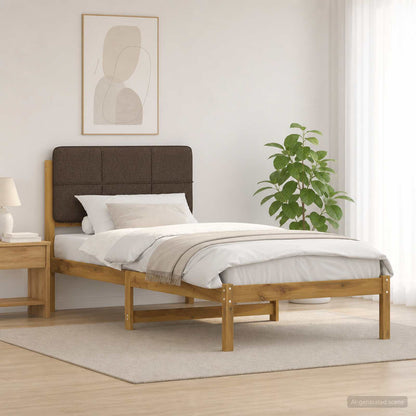 Bed Frame with Upholstered Headboard Length 190 cm Width 75 cm Whitewash and taupe
