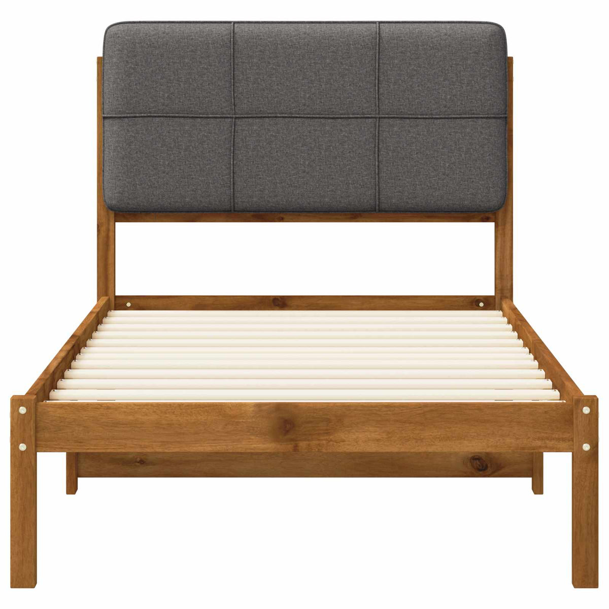 Bed Frame with Upholstered Headboard Length 190 cm Width 75 cm Natural and light grey
