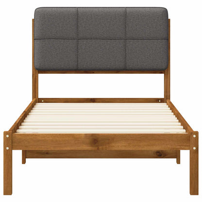 Bed Frame with Upholstered Headboard Length 190 cm Width 75 cm Natural and light grey