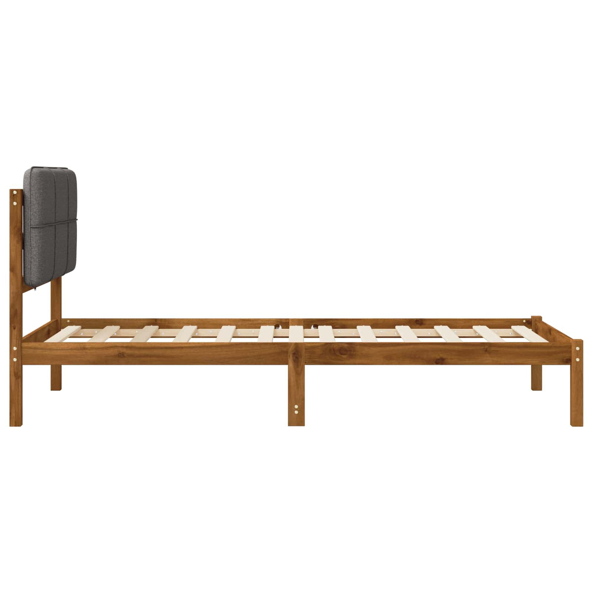 Bed Frame with Upholstered Headboard Length 190 cm Width 75 cm Natural and light grey