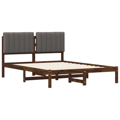 Bed Frame with Upholstered Headboard Length 200 cm Dark Brown and Light Grey 160 cm