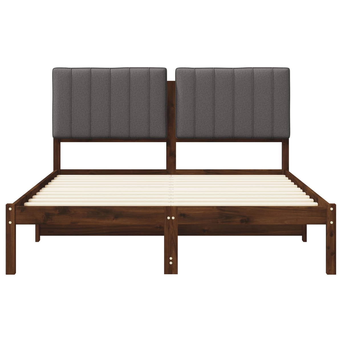 Bed Frame with Upholstered Headboard Length 200 cm Dark Brown and Light Grey 160 cm