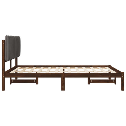 Bed Frame with Upholstered Headboard Length 200 cm Dark Brown and Light Grey 160 cm