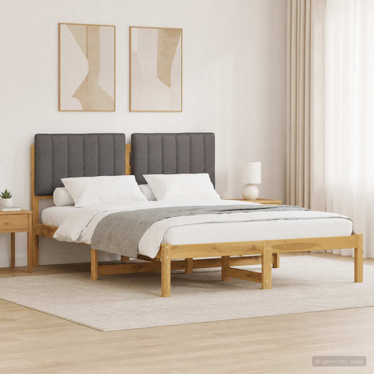Bed Frame with Upholstered Headboard Length 200 cm Whitewash and Light Grey 120 cm