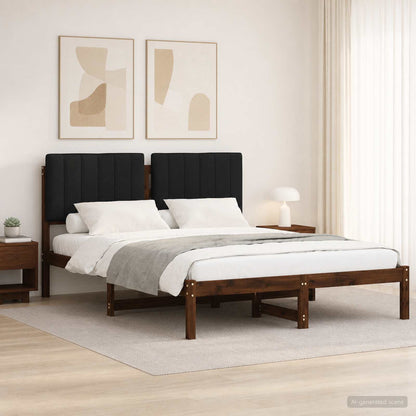 Bed Frame with Upholstered Headboard Length 200 cm Dark Brown and Black 120 cm