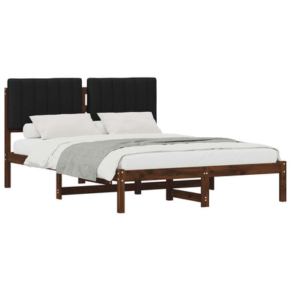 Bed Frame with Upholstered Headboard Length 200 cm Dark Brown and Black 160 cm