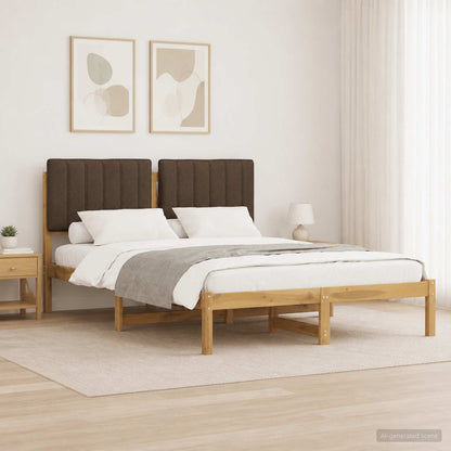 Bed Frame with Upholstered Headboard Length 190 cm Width 140 cm Whitewash and taupe