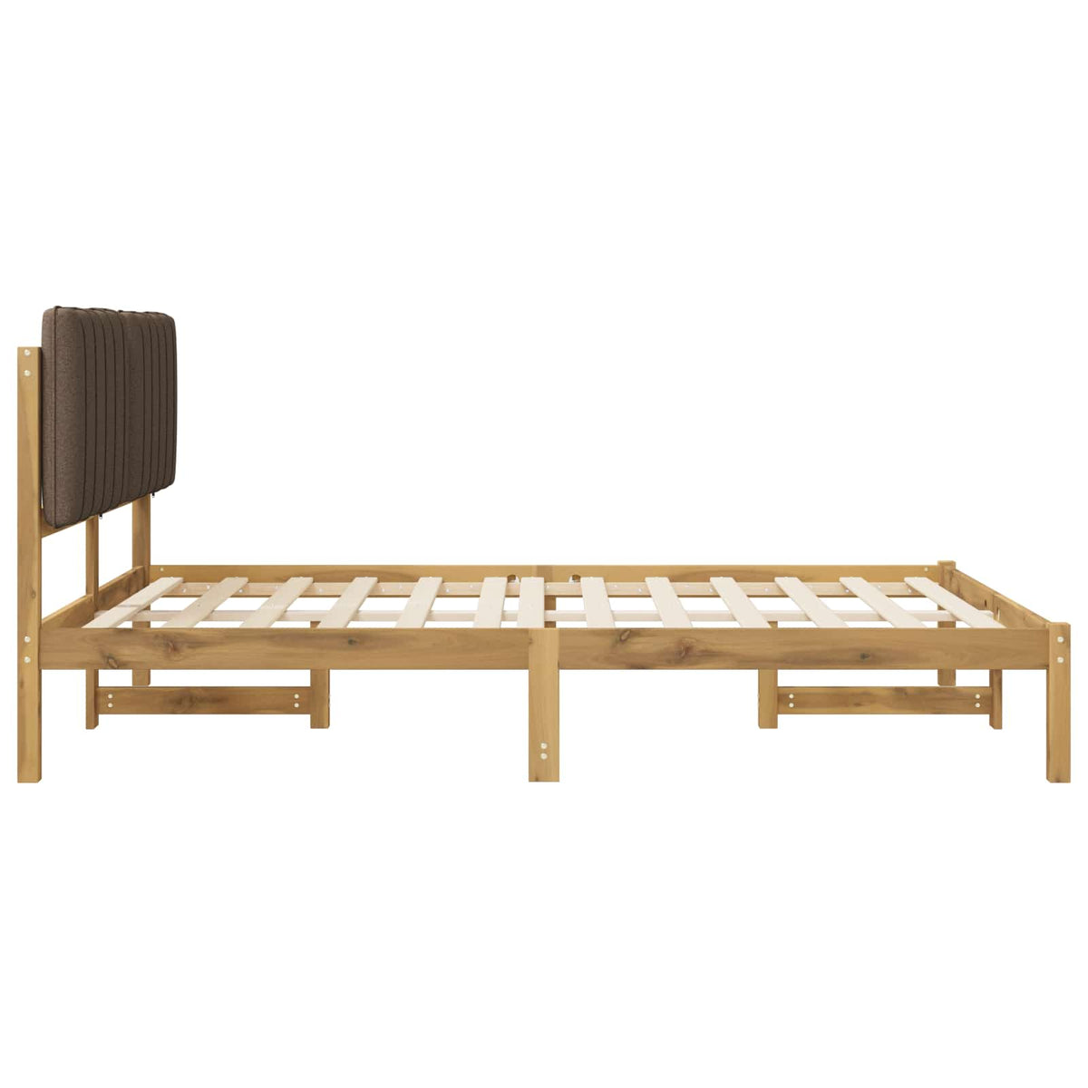 Bed Frame with Upholstered Headboard Length 200 cm Whitewash and Taupe 160 cm