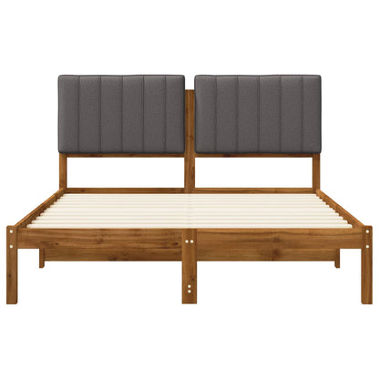 Bed Frame with Upholstered Headboard Length 200 cm Natural and Light Grey 140 cm