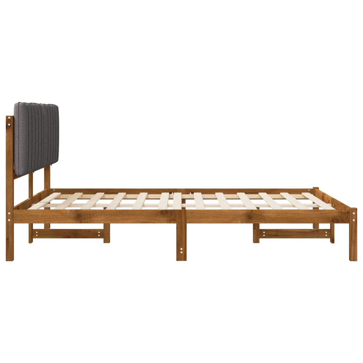 Bed Frame with Upholstered Headboard Length 190 cm Width 140 cm Natural and light grey