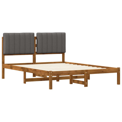 Bed Frame with Upholstered Headboard Length 190 cm Width 120 cm Natural and light grey