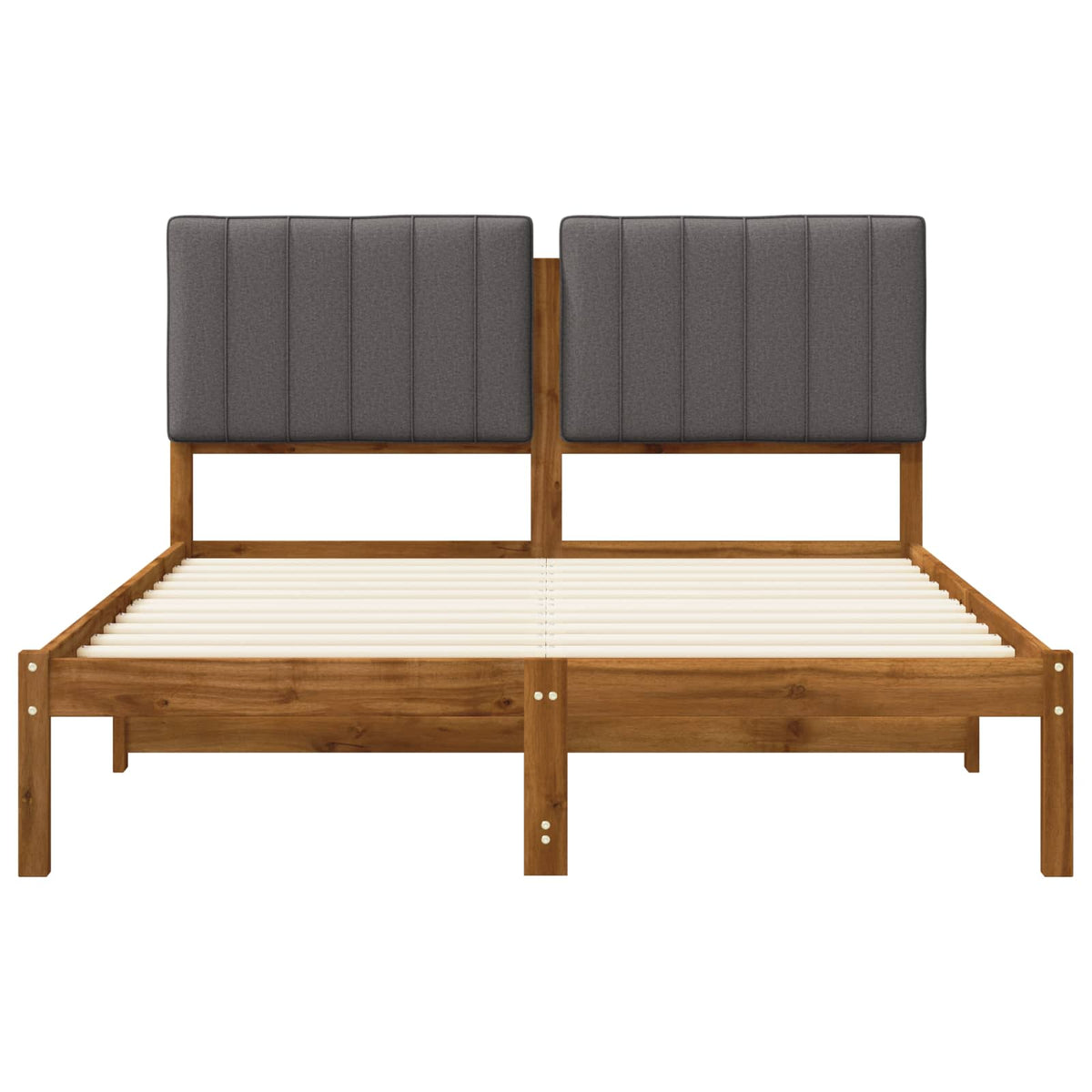 Bed Frame with Upholstered Headboard Length 190 cm Width 120 cm Natural and light grey