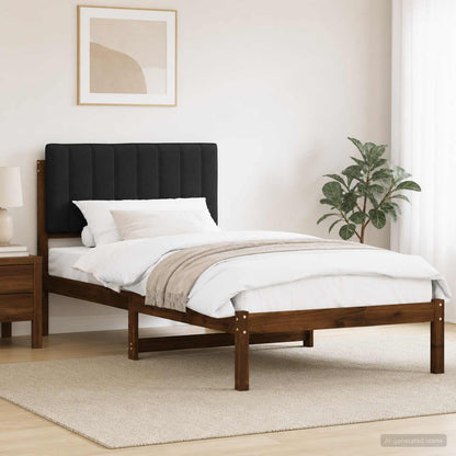 Bed Frame with Upholstered Headboard Length 190 cm Width 90 cm Dark brown and black