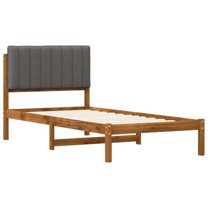 Bed Frame with Upholstered Headboard Length 190 cm Width 90 cm Natural and light grey