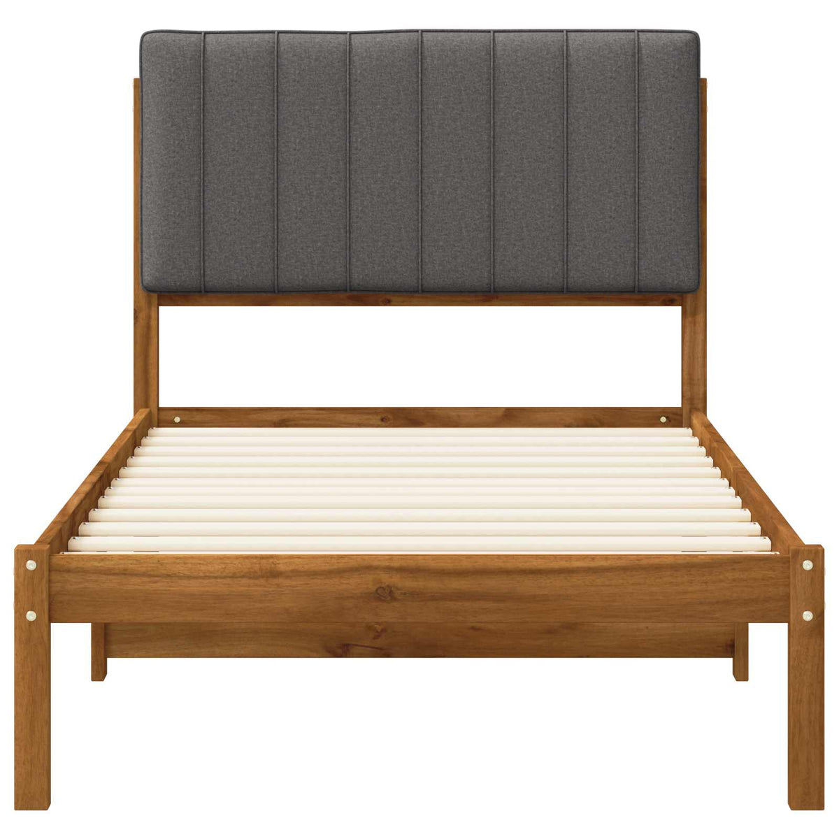 Bed Frame with Upholstered Headboard Length 190 cm Width 90 cm Natural and light grey
