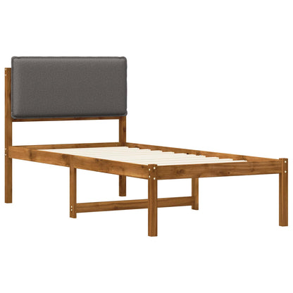 Bed Frame with Upholstered Headboard Natural and light grey 90 cm 200 cm