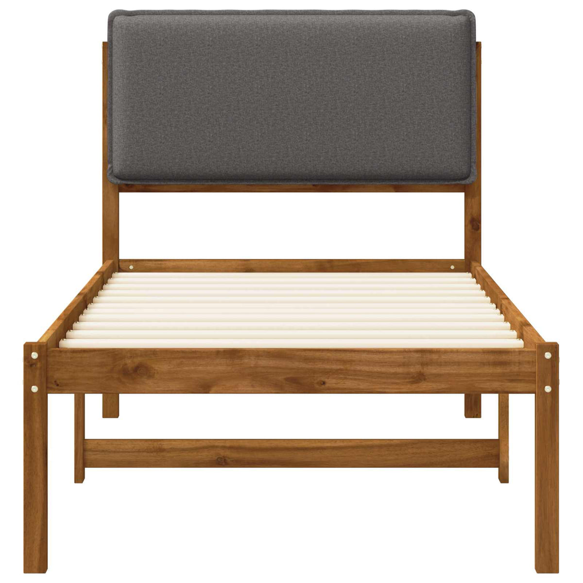 Bed Frame with Upholstered Headboard Natural and light grey 90 cm 200 cm