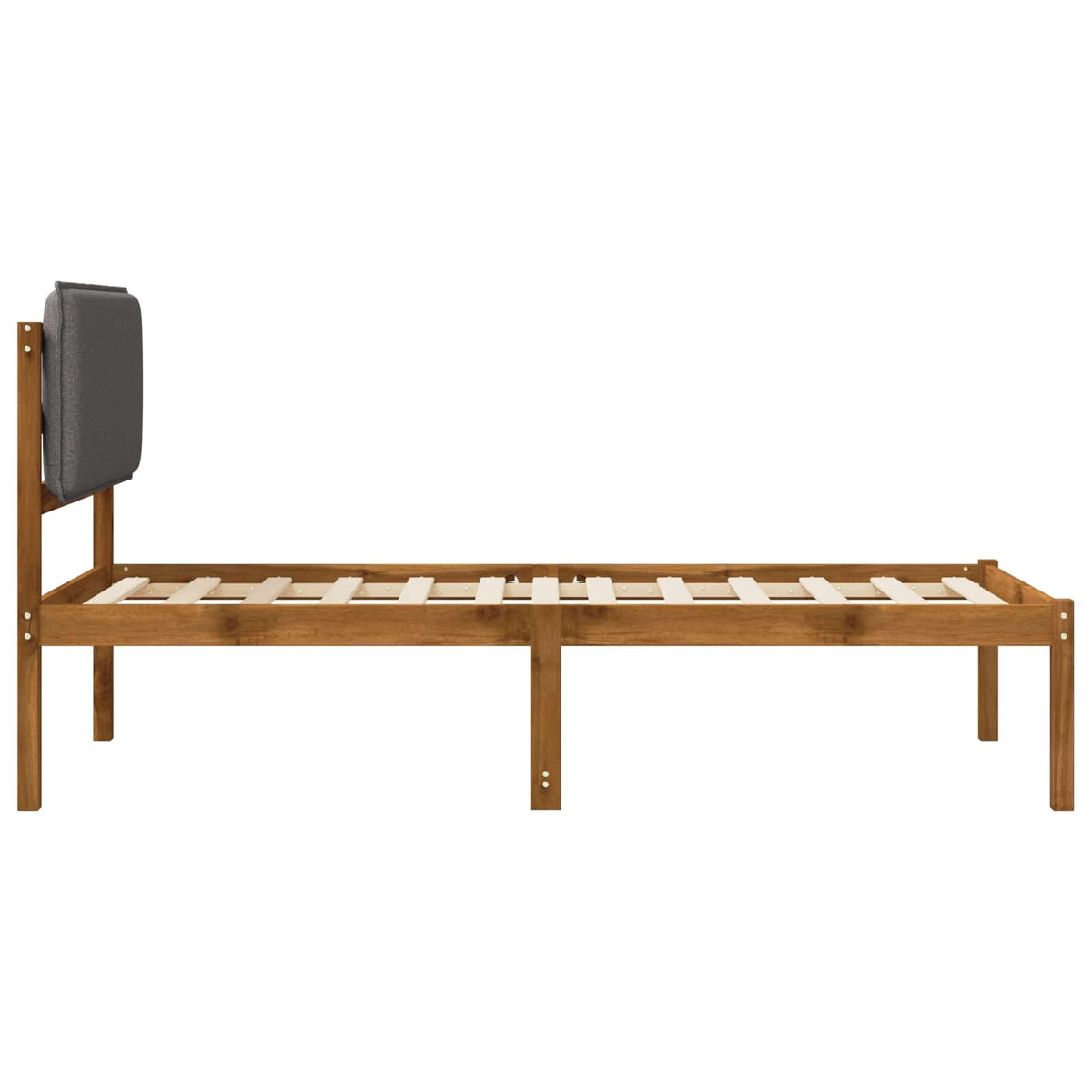 Bed Frame with Upholstered Headboard Natural and light grey 90 cm 200 cm