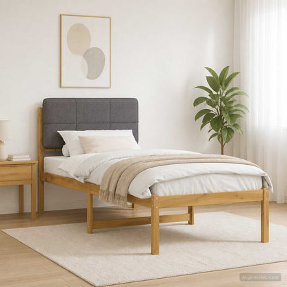 Bed Frame with Upholstered Headboard Whitewash and light grey 90 cm 200 cm