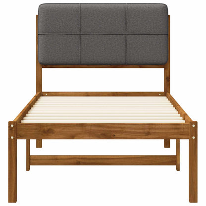 Bed Frame with Upholstered Headboard Natural and light grey 90 cm 200 cm