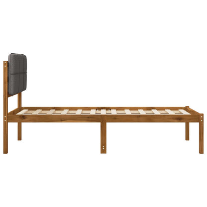 Bed Frame with Upholstered Headboard Natural and light grey 90 cm 200 cm