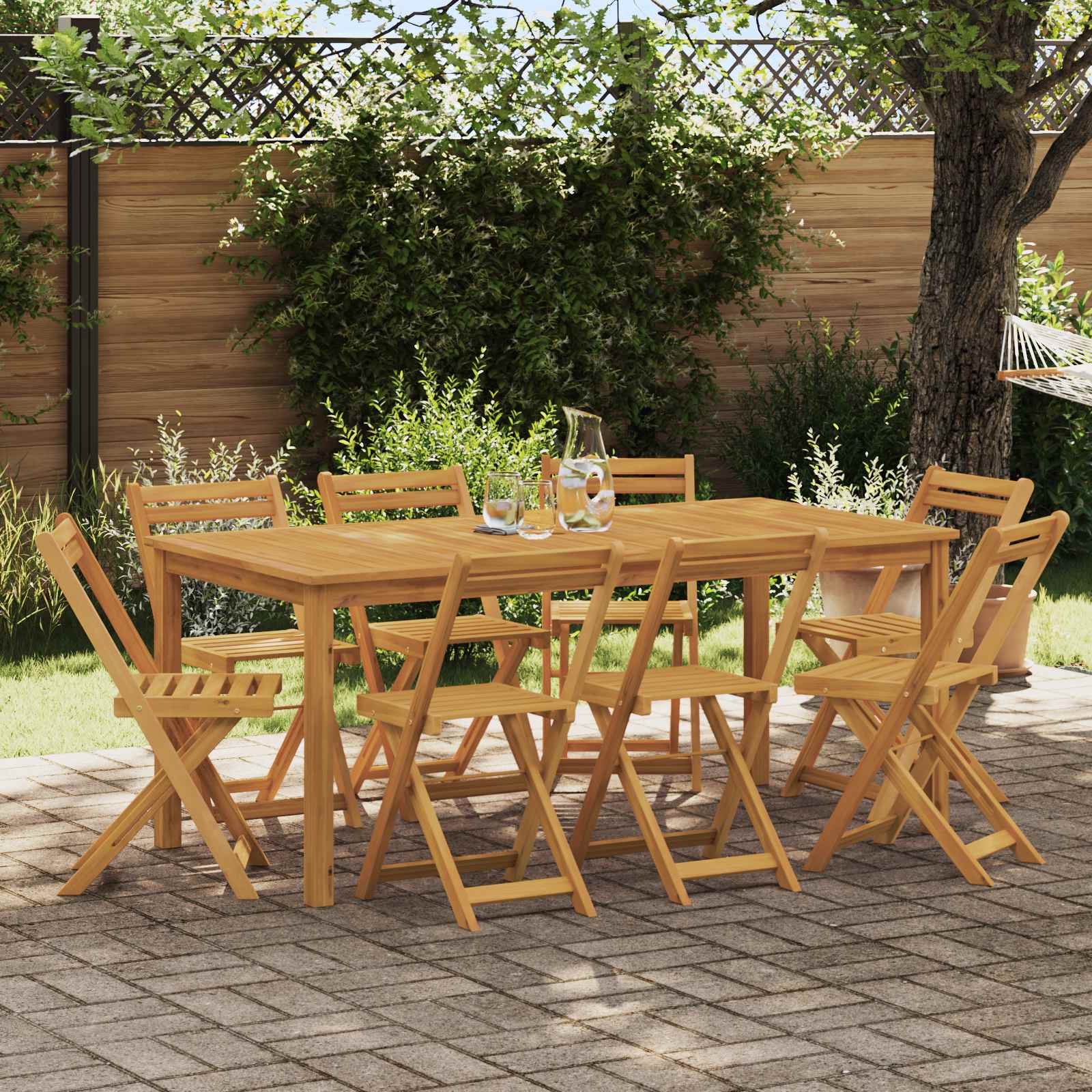 vidaXL Outdoor Bistro Chairs 8 pcs Natural Solid Acacia Wood 1