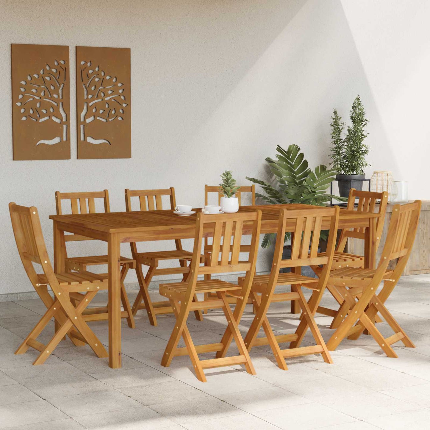 vidaXL Garden Chair 8 pcs Natural Solid Acacia Wood 3