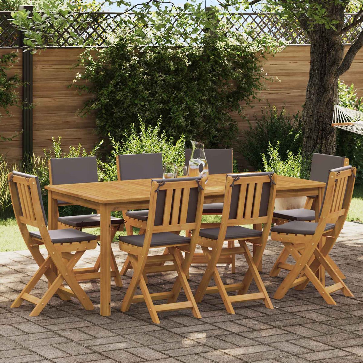 vidaXL Garden Chair 8 pcs Dark Grey Solid Acacia Wood 1
