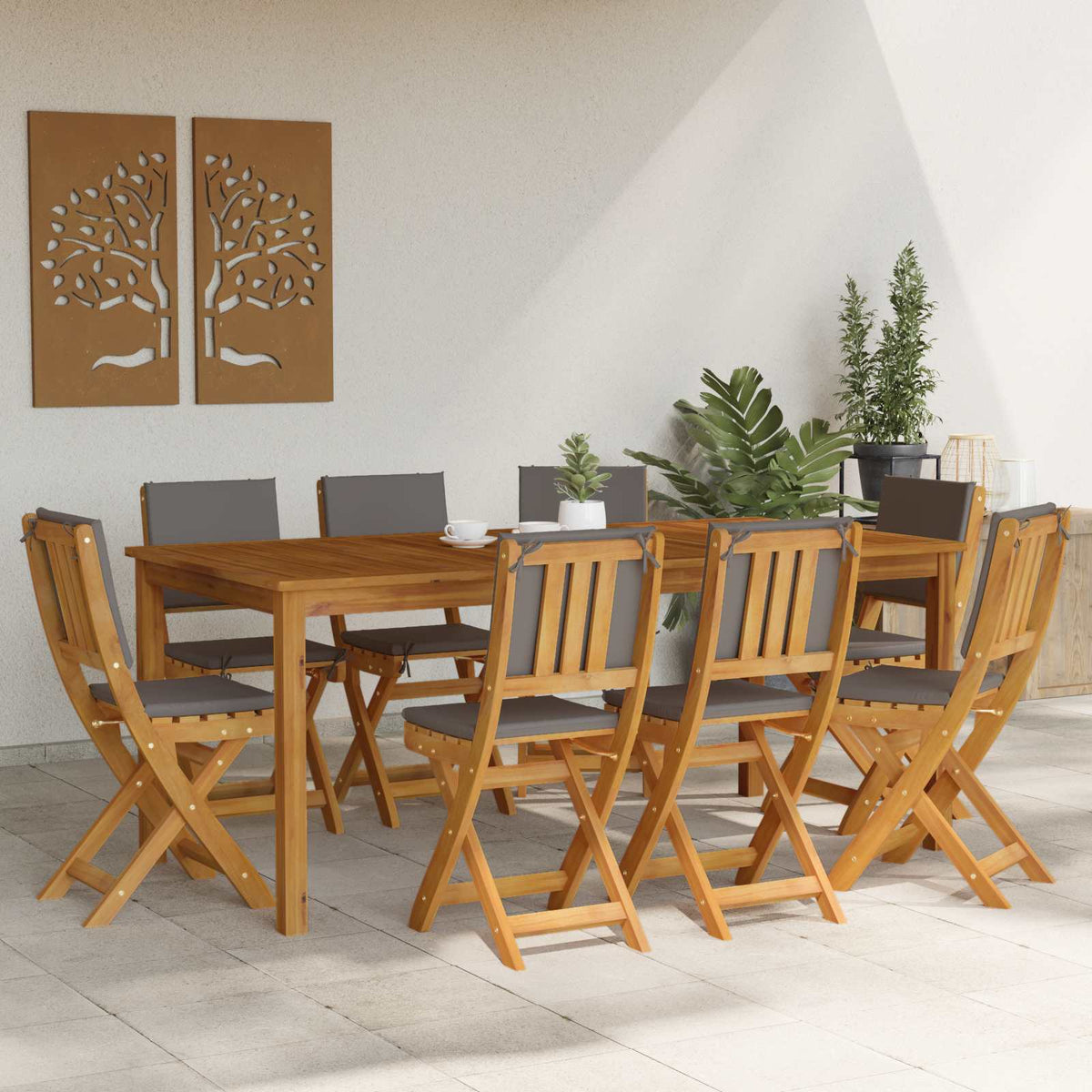 vidaXL Garden Chair 8 pcs Dark Grey Solid Acacia Wood 3