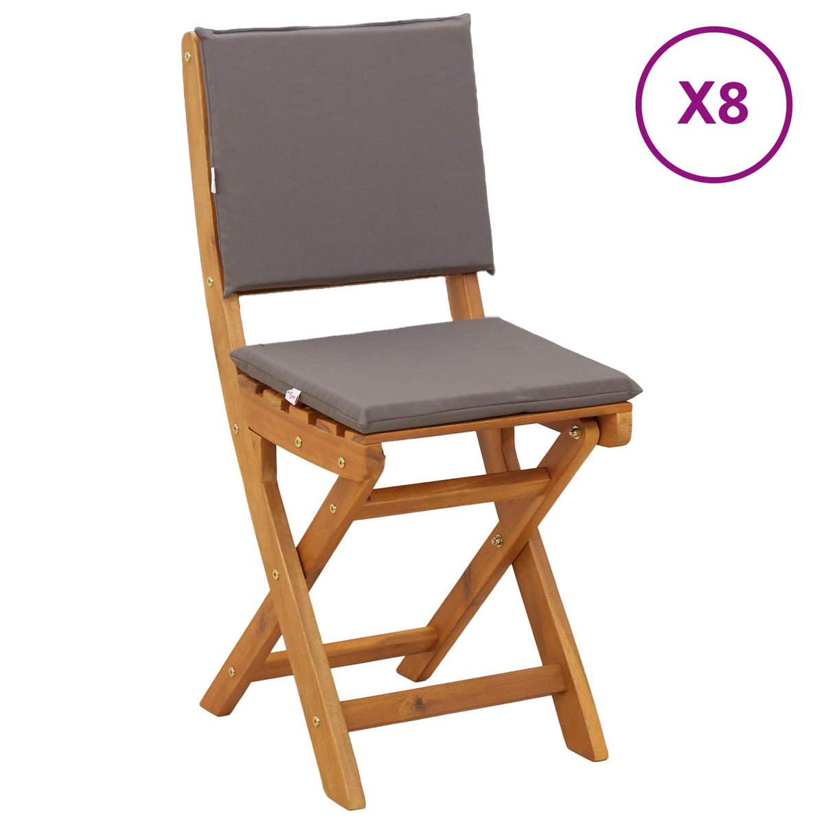 vidaXL Garden Chair 8 pcs Dark Grey Solid Acacia Wood 2