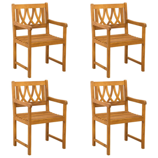 vidaXL Garden Chairs 4 pcs Natural Solid Acacia Wood 2