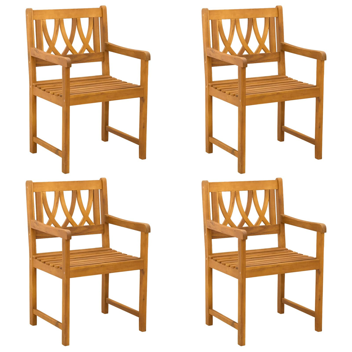 Garden Chairs Natural Solid Acacia Wood Curved X- crossed backrest