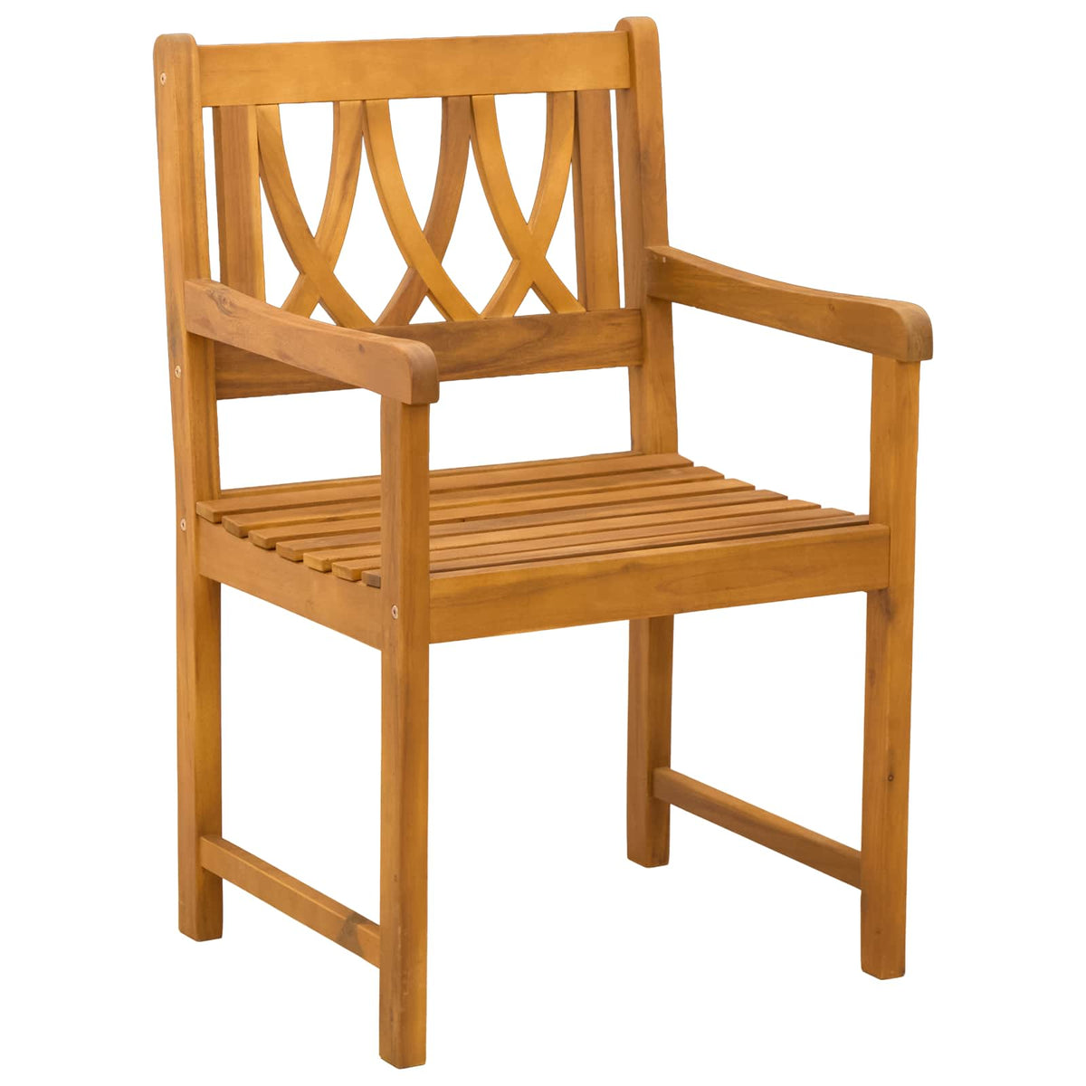 Garden Chairs Natural Solid Acacia Wood Curved X- crossed backrest