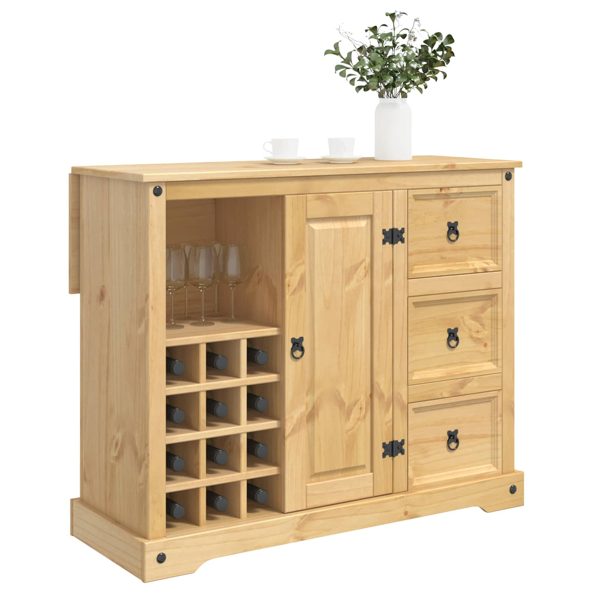 vidaXL Kitchen Storage Honey Wax 112 x 70 x 91.5 cm Solid-Pine 3
