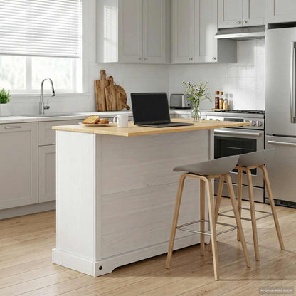 vidaXL Kitchen Storage White and Honey Wax 112 x 70 x 91.5 cm 4