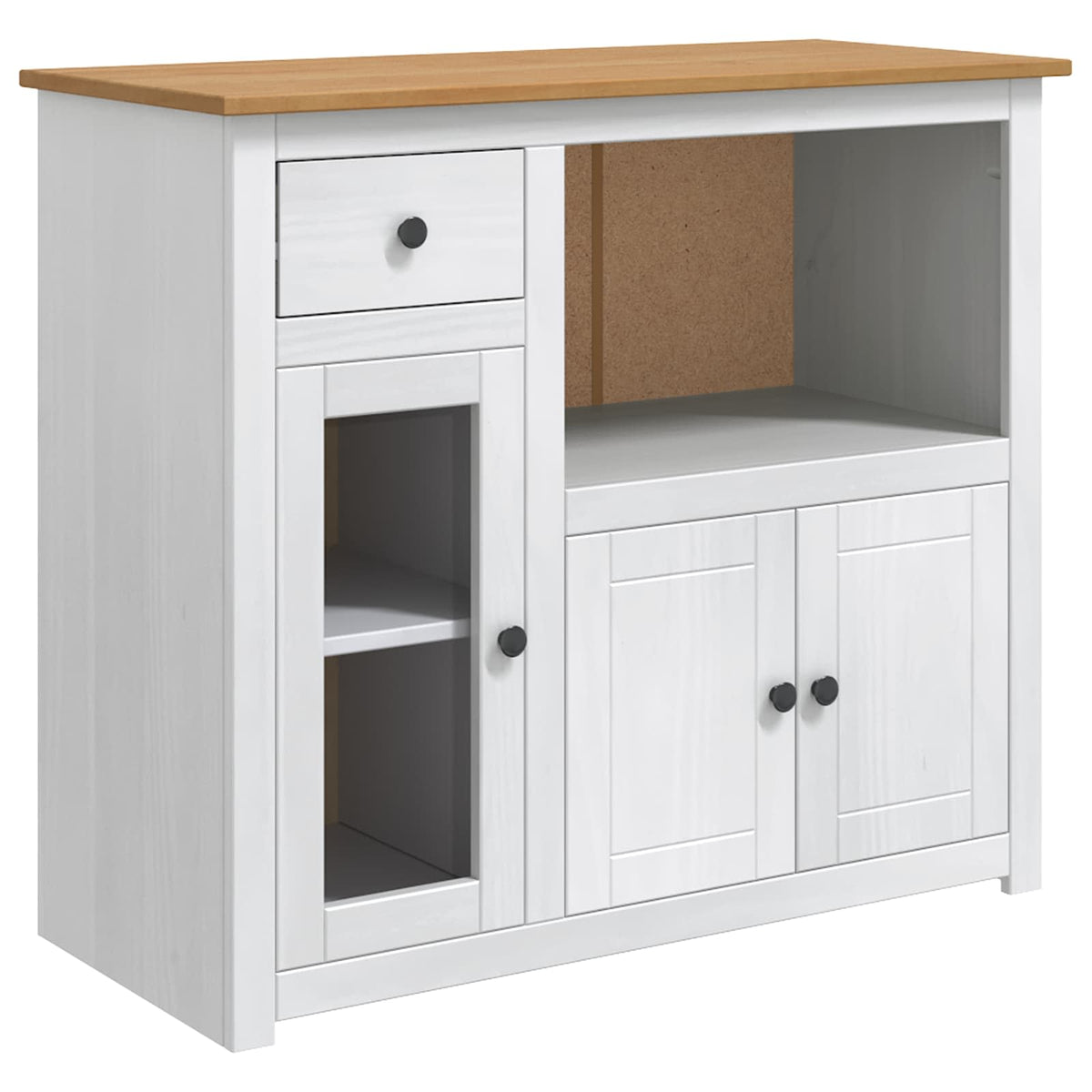 VidaXL Microwave Sideboard PANAMA White and Honey Wax Solid-Pine 2