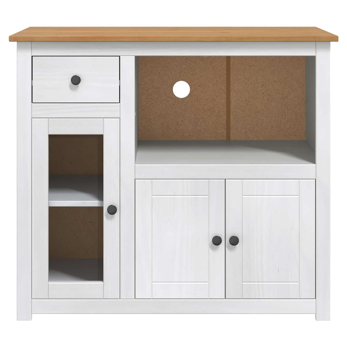 VidaXL Microwave Sideboard PANAMA White and Honey Wax Solid-Pine 5