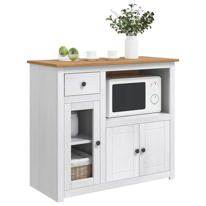 VidaXL Microwave Sideboard PANAMA White and Honey Wax Solid-Pine 3