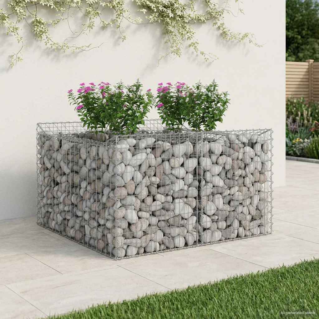 Gabion Raised Bed 2 pcs Galvanised Steel Depth 100 cm 100 cm 60 cm